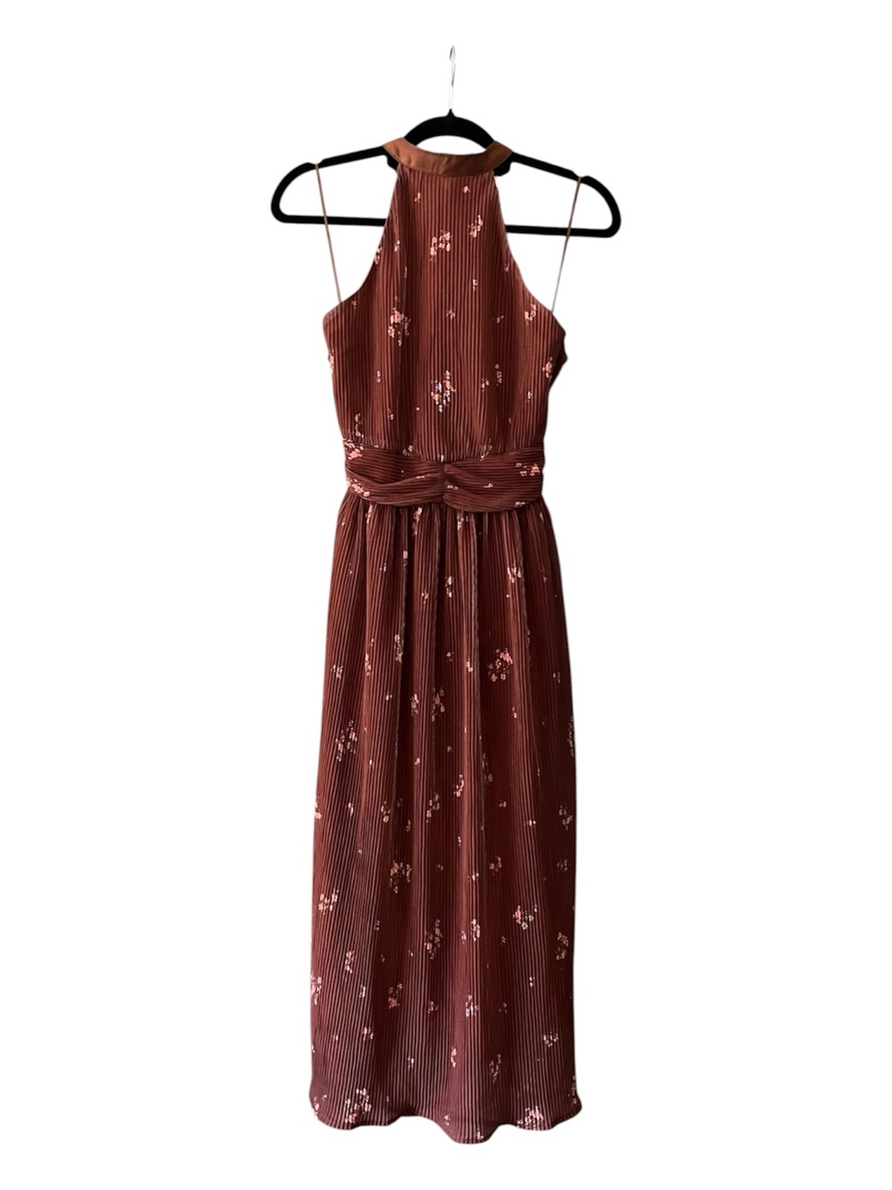 Sadie & Sage Rust Floral Halter Maxi Dress